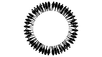 Community members encircling a central point, symbolizing citizen voices needing to be heard by Fairhope City Council