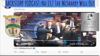 YouTube video thumbnail from Backstory Podcast discussing legal issues surrounding McSharry’s Irish Pub owner Ronin McSharry