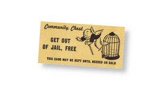 Get Out of Jail Free card referencing Alabamas free corruption insurance for government officials, highlighting potenti...
