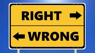 Ethics complaints against Fairhope officials prompt investigation; sign points toward Right versus Wrong.