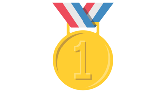 Gold medal with a number one, symbolizing Alabama’s ranking as first in political corruption