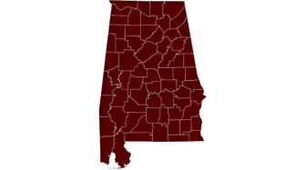 Map of Alabama highlighting political issues and Attorney General Steve Marshall’s focus on divisive topics