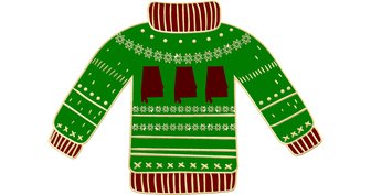 An ugly sweater design featuring the state of Alabama, symbolizing political corruption and lack of accountability in th...