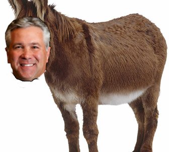 Satirical depiction: Jack Burrell’s face superimposed on a donkey, referencing concerns about his control over Fairhope ci...