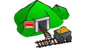 Illustration depicting a mine entrance with a For Sale sign, symbolizing property development concerns in Fairhope