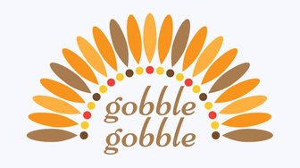Festive turkey illustration with radiating feathers and gobble gobble text, celebrating time spent with loved ones