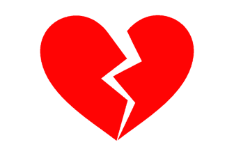Broken red heart symbolizing loss and remembrance for Tricia Lacy Hyde, October 23, 1972 – May 12, 2018